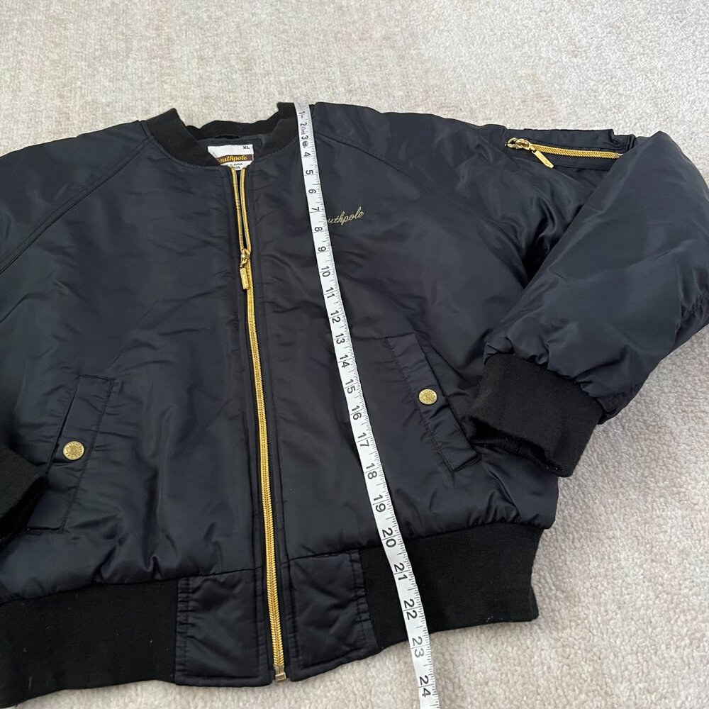 Y2K South Pole Zip Up Black Gold Bomber Jacket XL - Picture 5 of 14